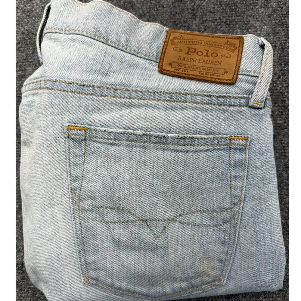 Polo Ralph Lauren Jeans Mens 34x30 Light Wash Stretch Denim Slim
